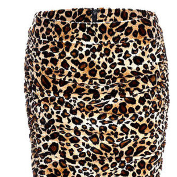 Leopard Pin Up VERiTY Velvet Fitted SKIRT RUCHED S - Picture 3 of 7
